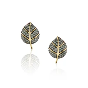 925 Silver Leaf Earrings with Green Sapphires