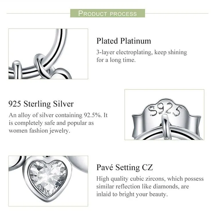 925 Sterling Glittering Silver Heart Ring