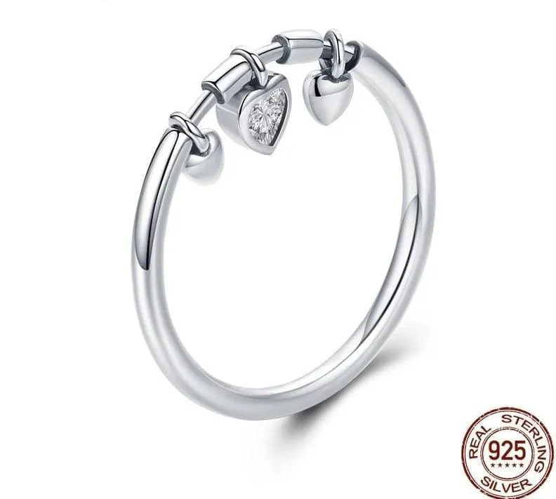 925 Sterling Glittering Silver Heart Ring