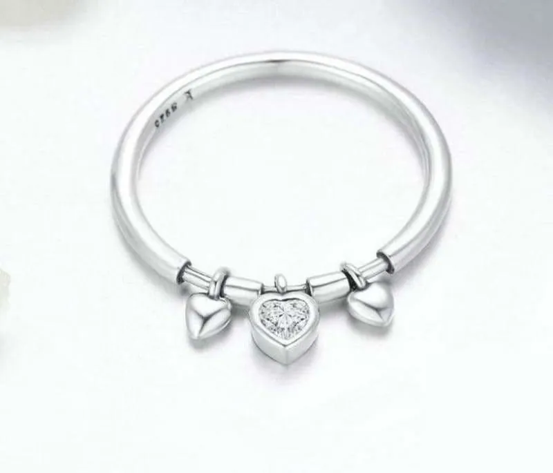 925 Sterling Glittering Silver Heart Ring