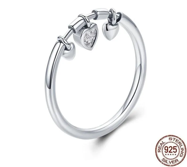 925 Sterling Glittering Silver Heart Ring