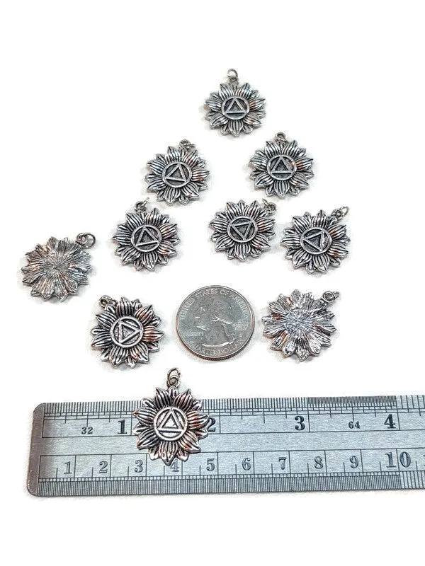 AA Flower Pendant Charms - Alcoholics Anonymous