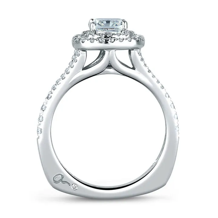 A.JAFFE Classic Double Halo Cushion Engagement Ring MES574/156
