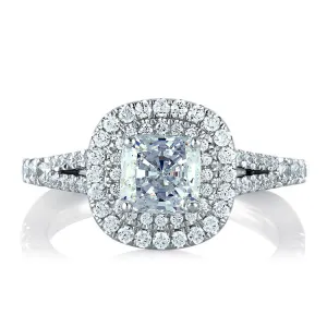 A.JAFFE Classic Double Halo Cushion Engagement Ring MES574/156