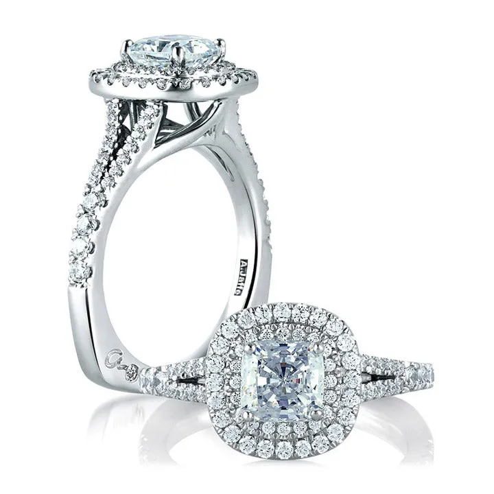 A.JAFFE Classic Double Halo Cushion Engagement Ring MES574/156