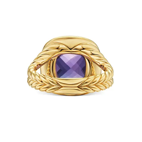 Albion Ring in 18K Yellow Gold with Amethyst and Diamonds, 11mm, Size 6
