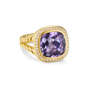 Albion Ring in 18K Yellow Gold with Amethyst and Diamonds, 11mm, Size 6