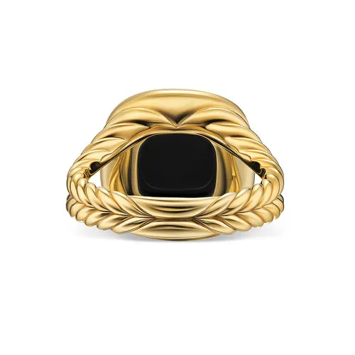 Albion Ring in 18K Yellow Gold with Black Onyx and Diamonds, 11mm, Size 7