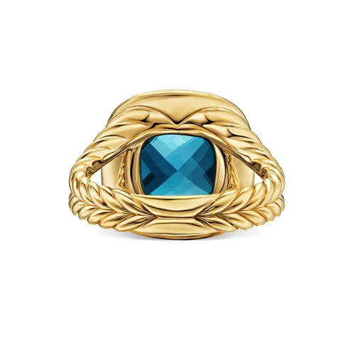 Albion Ring in 18K Yellow Gold with Hampton Blue Topaz and Diamonds, 11mm, Size 6