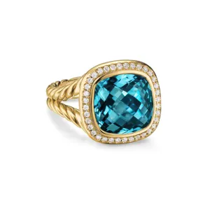 Albion Ring in 18K Yellow Gold with Hampton Blue Topaz and Diamonds, 11mm, Size 6