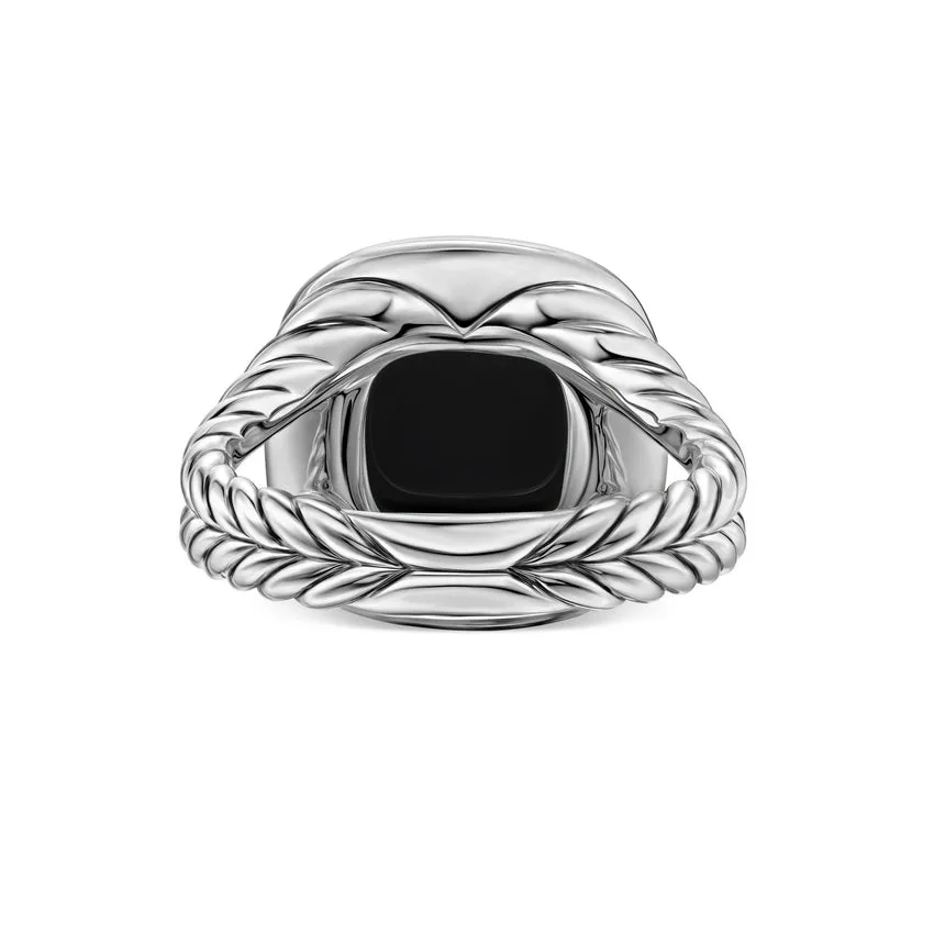Albion Ring in Sterling Silver with Black Onyx and Diamonds, 11mm, Size 6