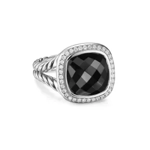Albion Ring in Sterling Silver with Black Onyx and Diamonds, 11mm, Size 6