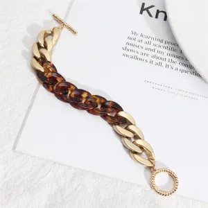 Amber & 18K Gold-Plated Curb Chain Toggle Bracelet