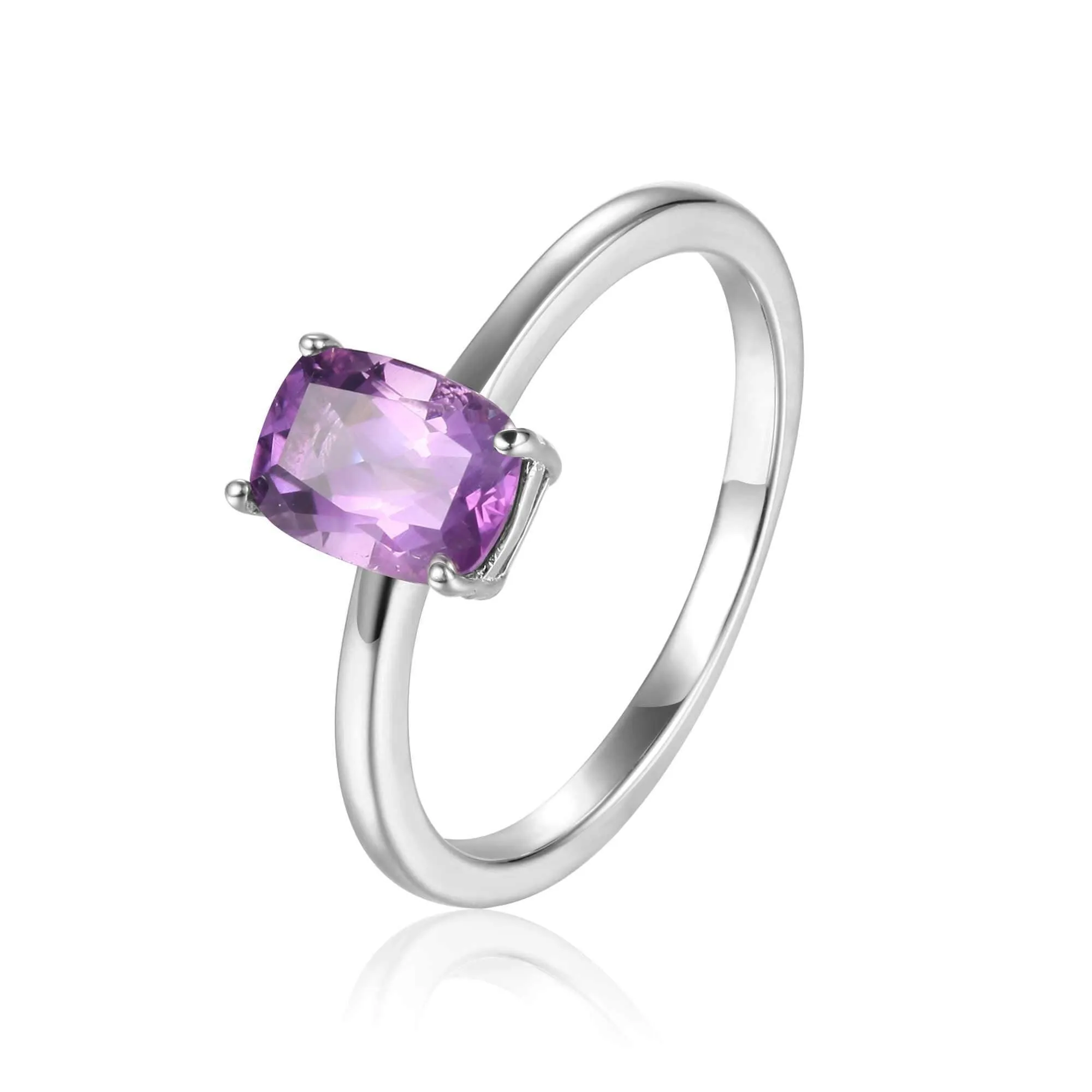 Amethyst Cushion Solitaire Ring