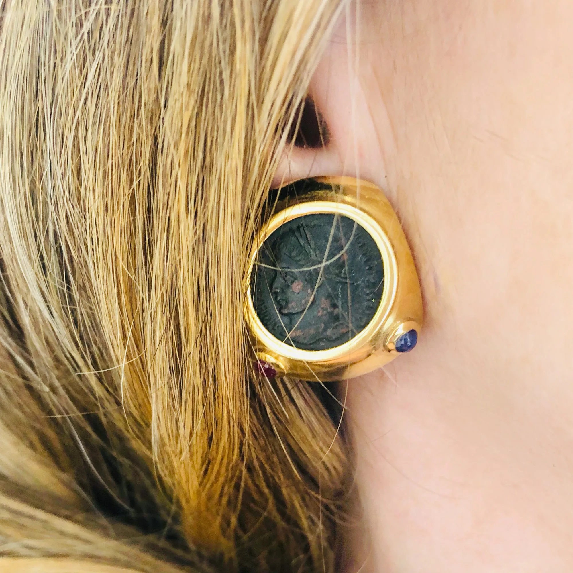 Ancient Roman Coins 18K Yellow Gold Clip-on Earrings