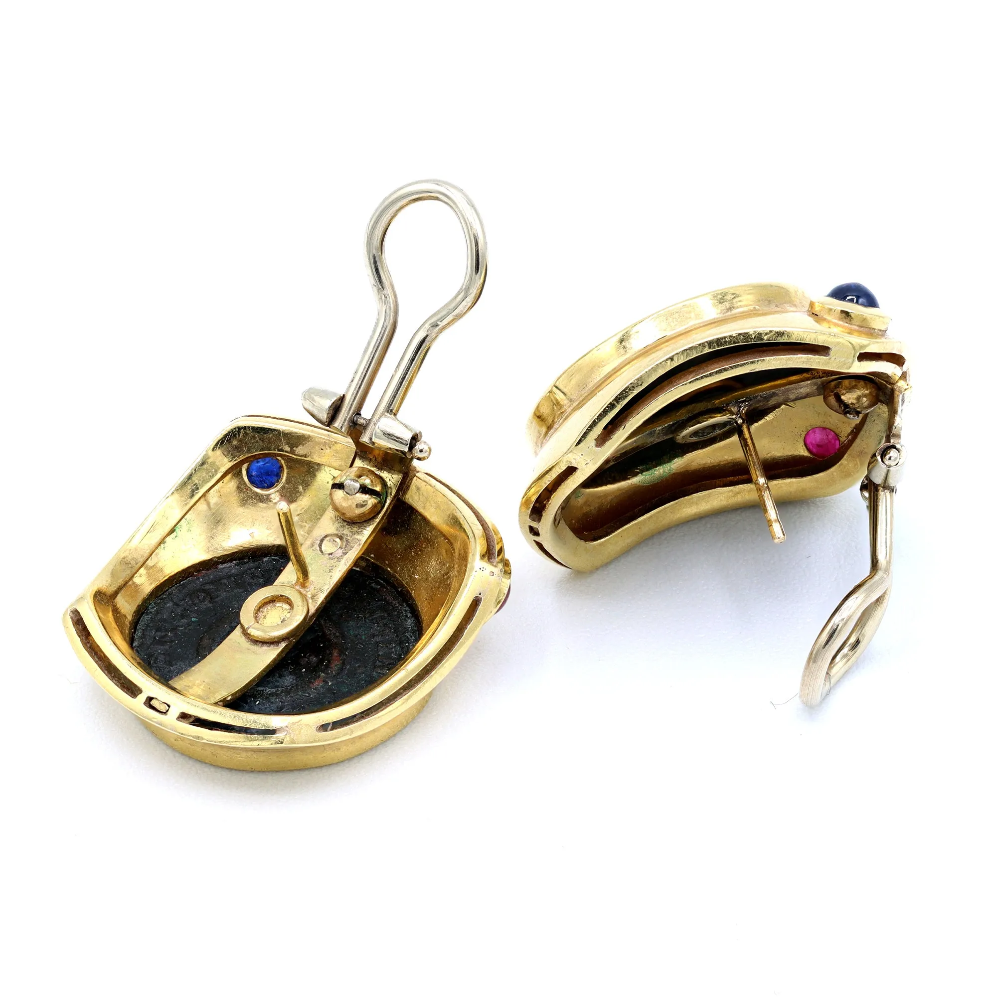 Ancient Roman Coins 18K Yellow Gold Clip-on Earrings