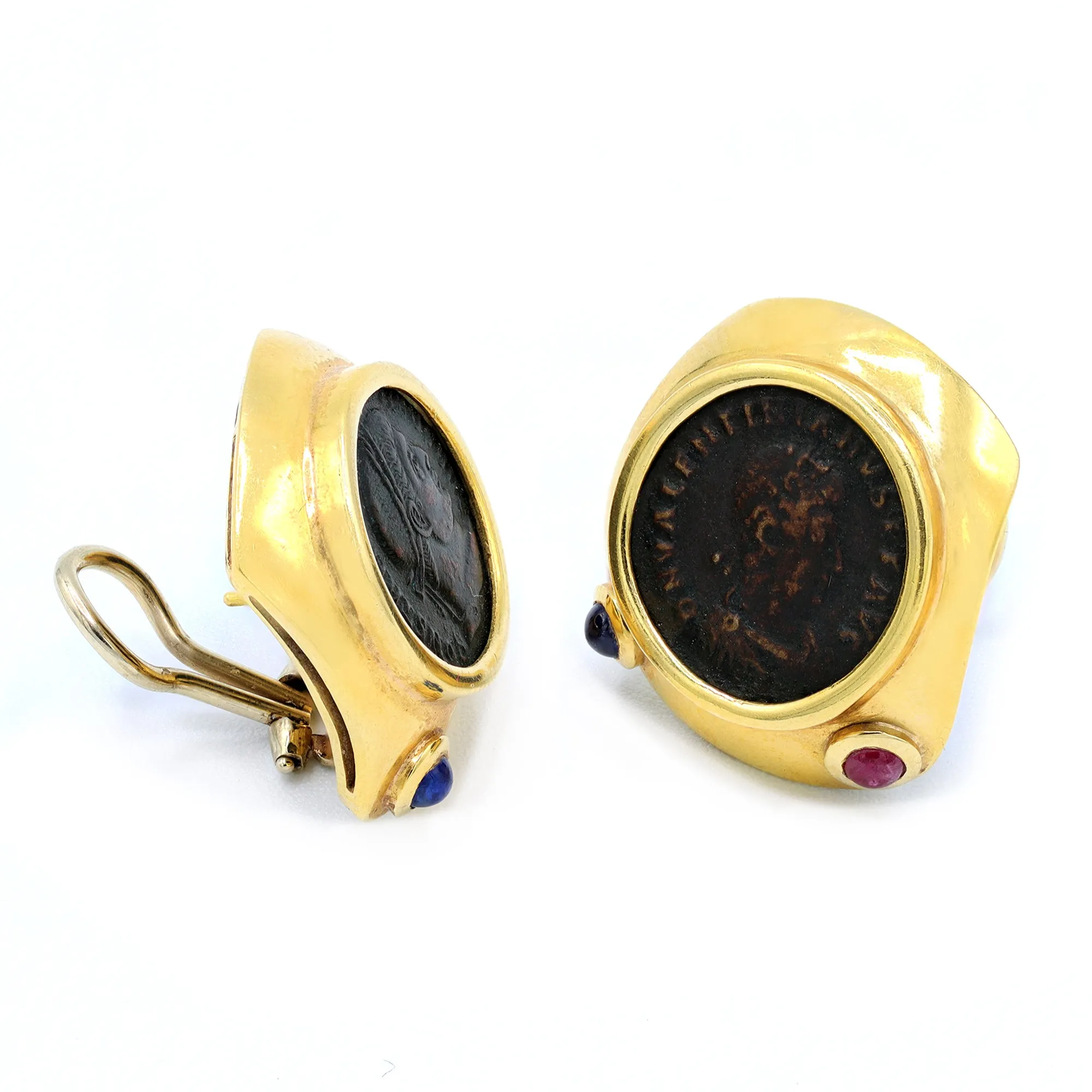 Ancient Roman Coins 18K Yellow Gold Clip-on Earrings