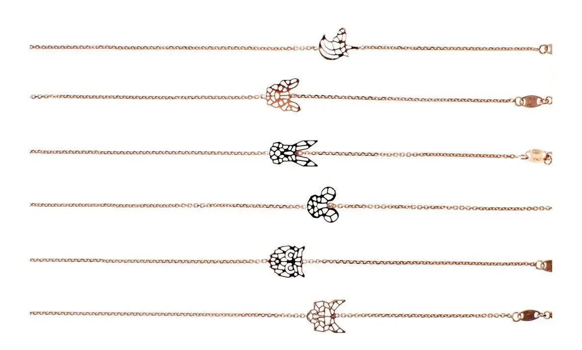 Animal Charm Bracelets: Bulldog, Bunny, Mouse, Unicorn / Silver and/or 18k Rose Gold Plated / Filigree Collection - Stackable!