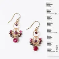 ANNE VAUGHAN DECADENCE GARNET, SMOKY QUARTZ WITH RUBY JADE CLUSTER EARRINGS