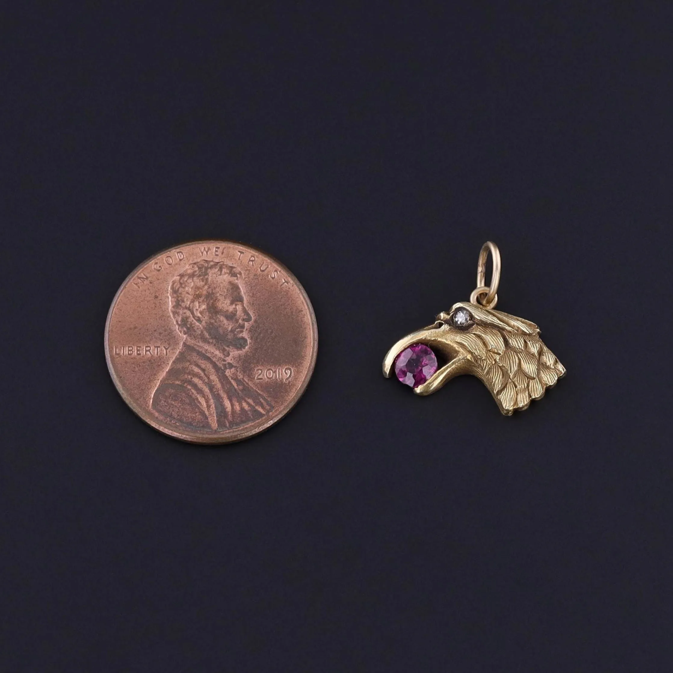 Antique Eagle Charm of 14k Gold