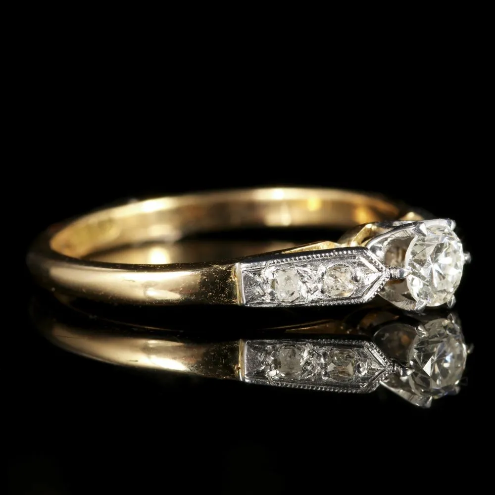 Antique Edwardian Diamond Engagement Ring 18Ct Gold Plat Circa 1915