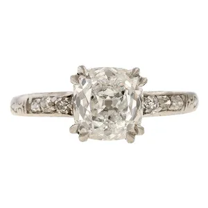 Antique Engagement Ring, Cushion Mod. Brilliant 2.01ct
