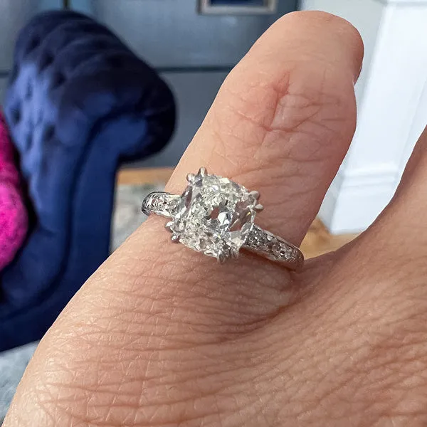 Antique Engagement Ring, Cushion Mod. Brilliant 2.01ct