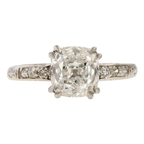 Antique Engagement Ring, Cushion Mod. Brilliant 2.01ct