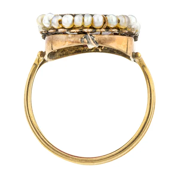 Antique Garnet & Pearl Ring