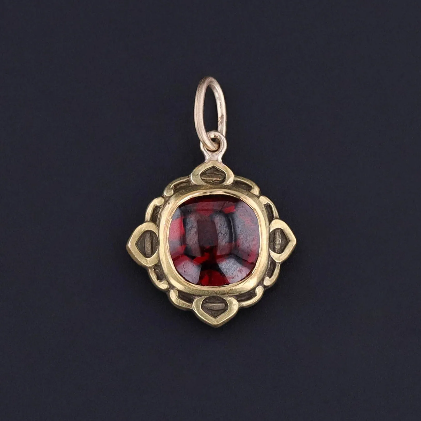 Antique Garnet Charm of 14k Gold