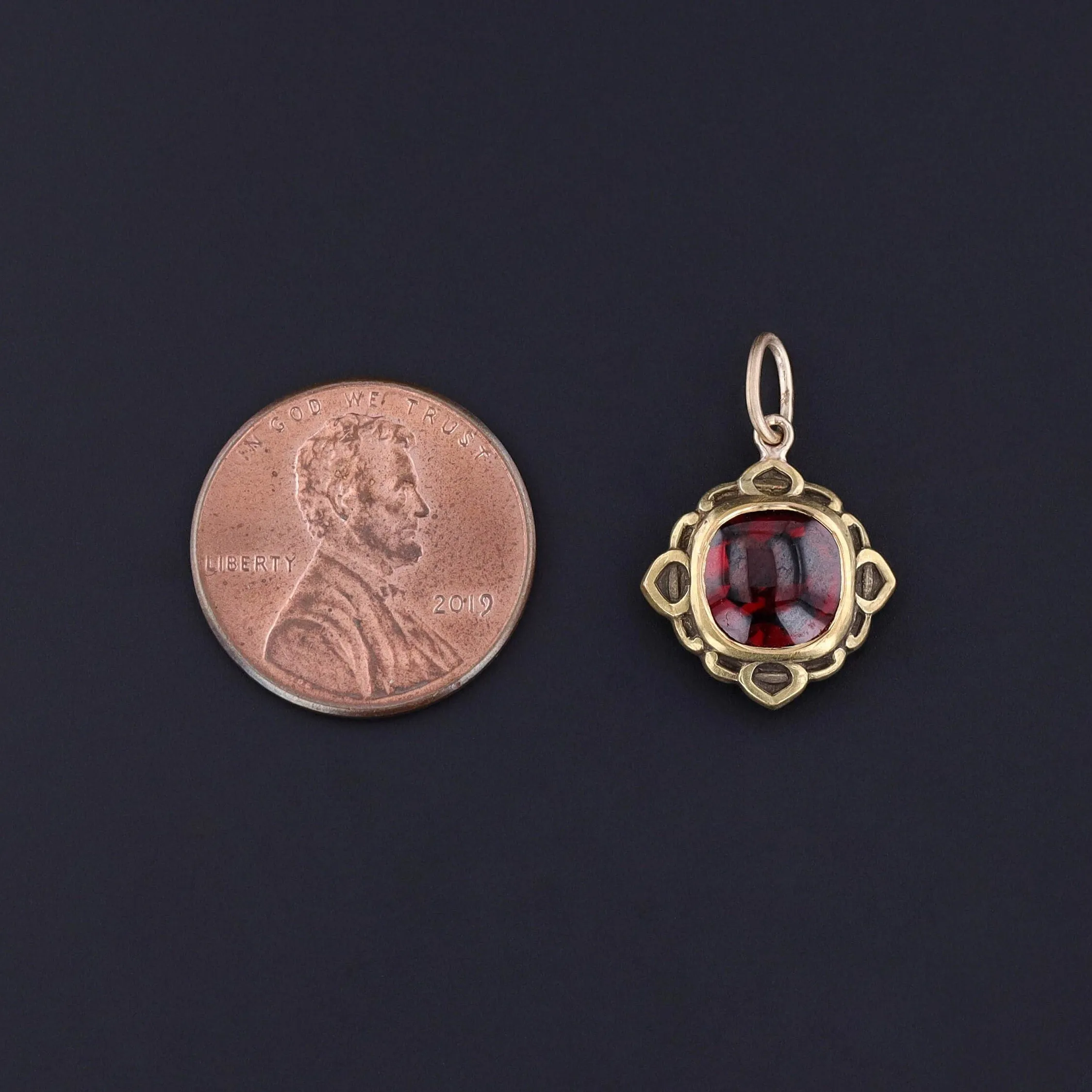 Antique Garnet Charm of 14k Gold