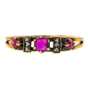 Antique Ruby & Rose Cut Diamond Ring
