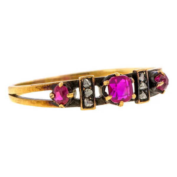 Antique Ruby & Rose Cut Diamond Ring
