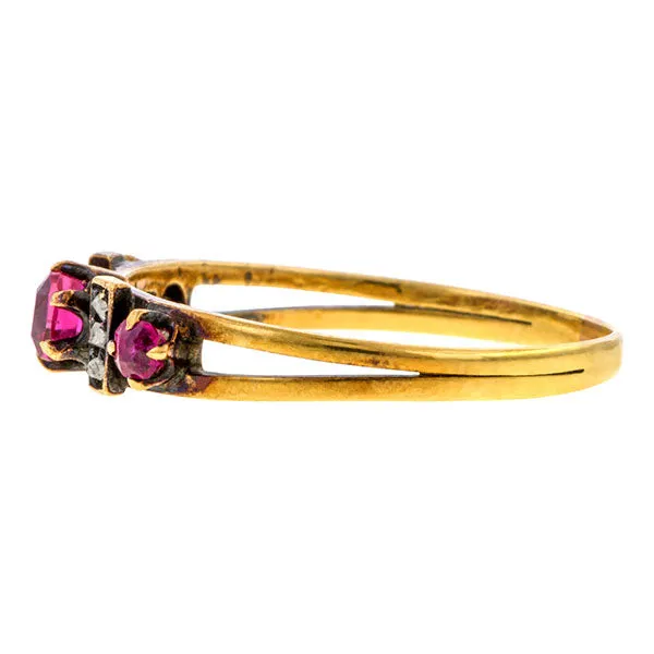Antique Ruby & Rose Cut Diamond Ring