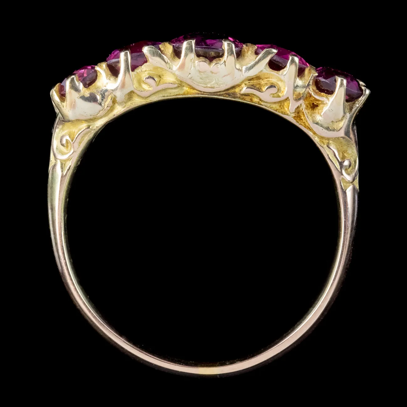 Antique Victorian Ruby Five Stone Ring 2.2ct Ruby