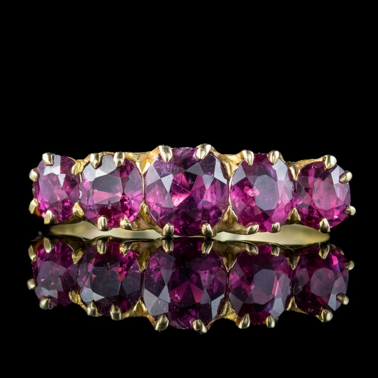 Antique Victorian Ruby Five Stone Ring 2.2ct Ruby