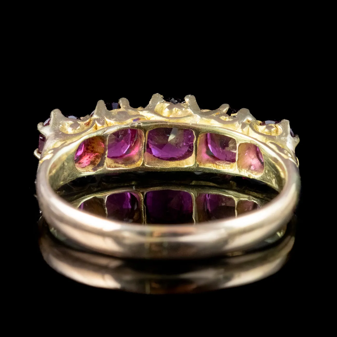 Antique Victorian Ruby Five Stone Ring 2.2ct Ruby