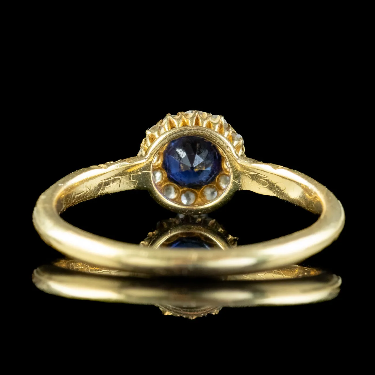 Antique Victorian Sapphire Diamond Cluster Ring Dated 1898