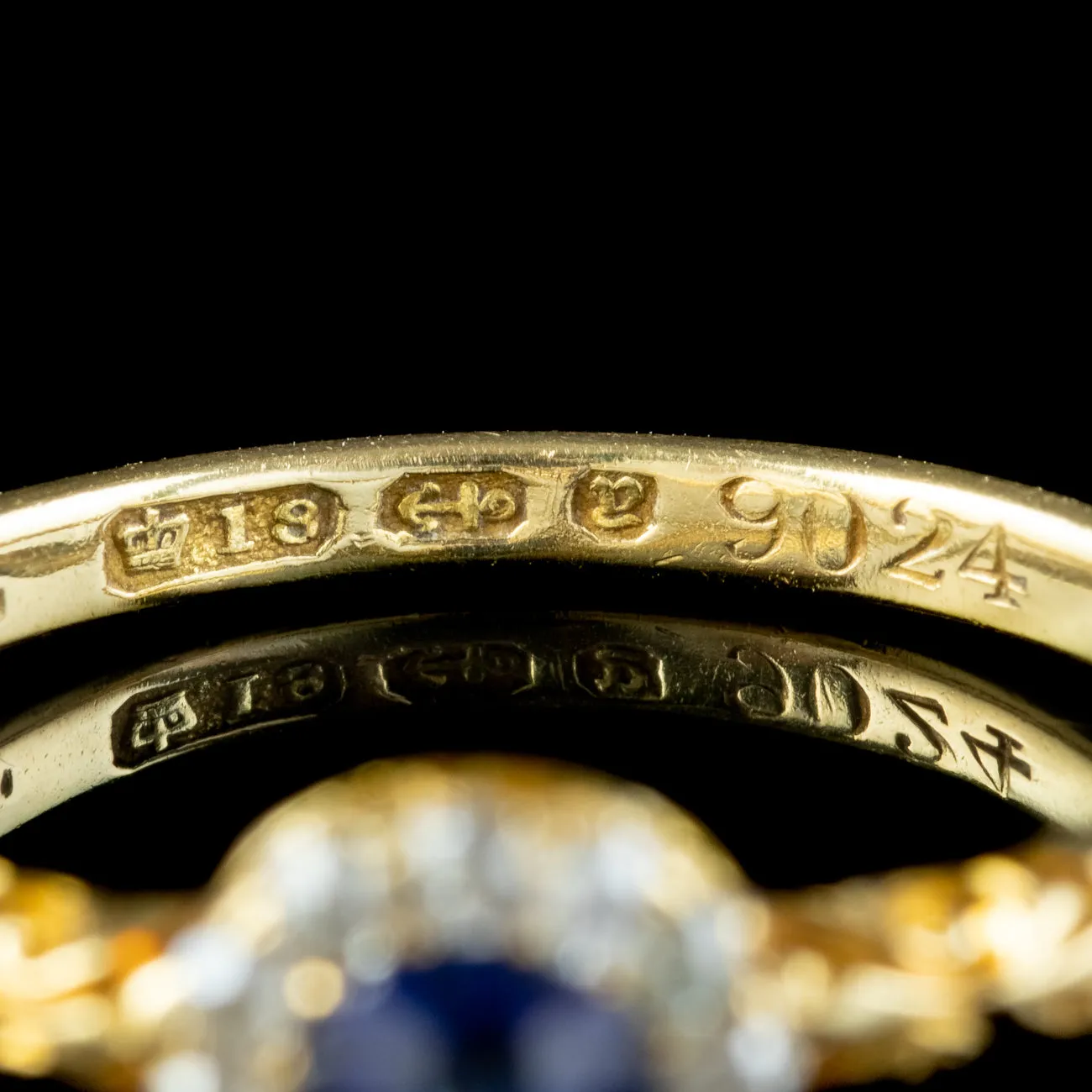 Antique Victorian Sapphire Diamond Cluster Ring Dated 1898
