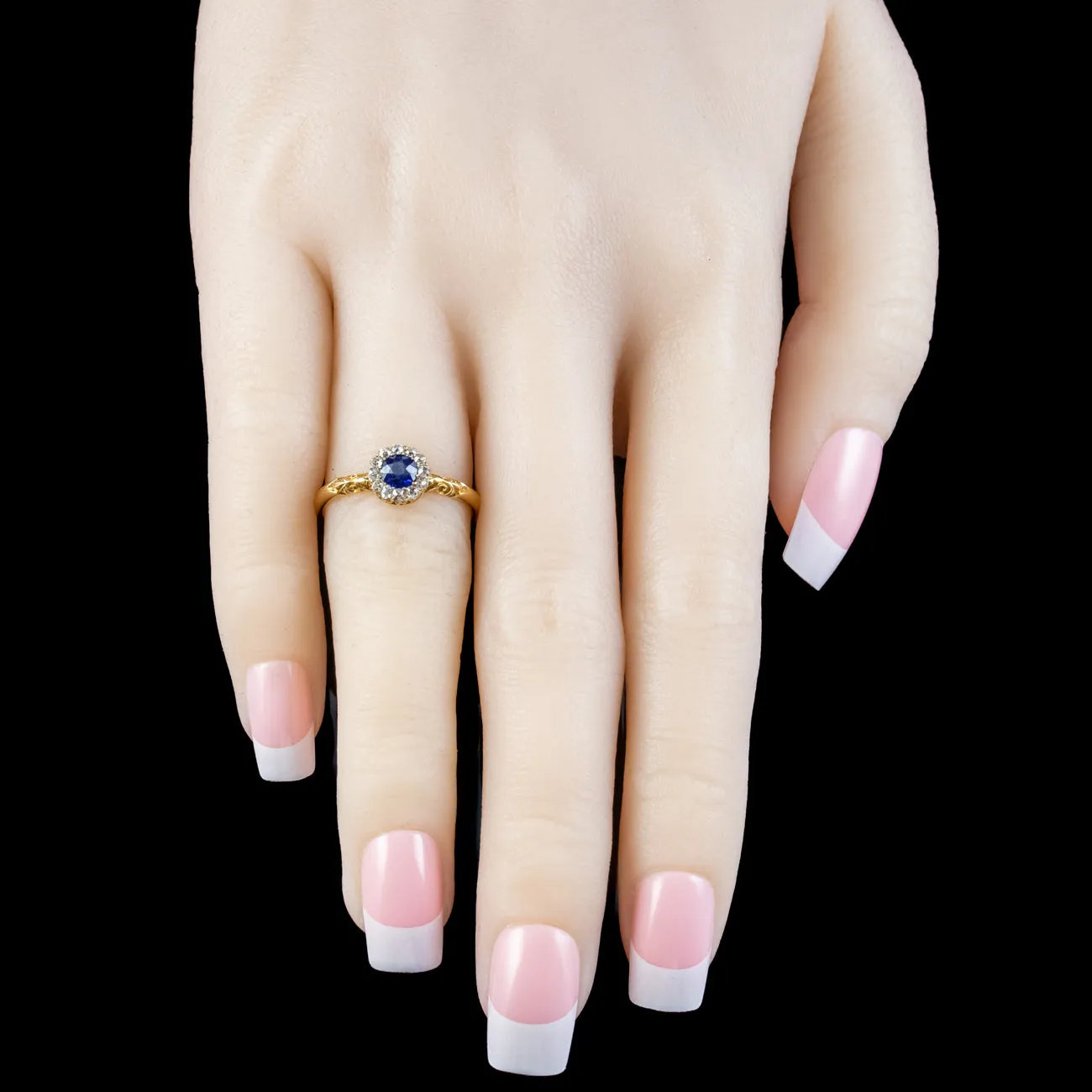 Antique Victorian Sapphire Diamond Cluster Ring Dated 1898