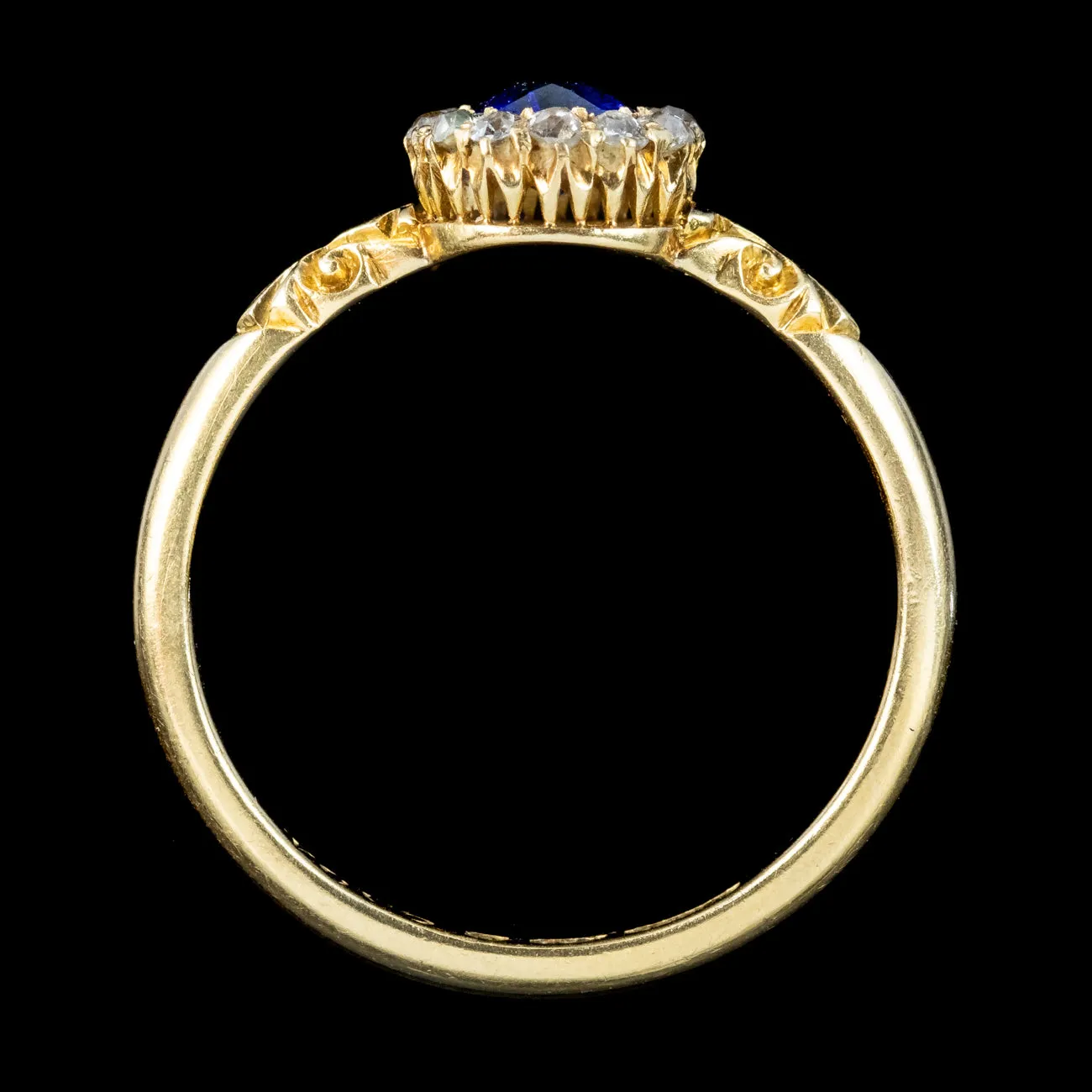 Antique Victorian Sapphire Diamond Cluster Ring Dated 1898