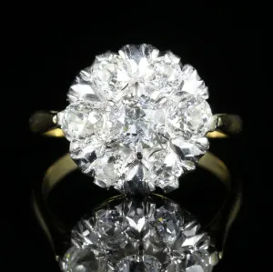 Antique Edwardian Diamond Cluster Ring 1.75Ct Of Diamonds Circa 1915