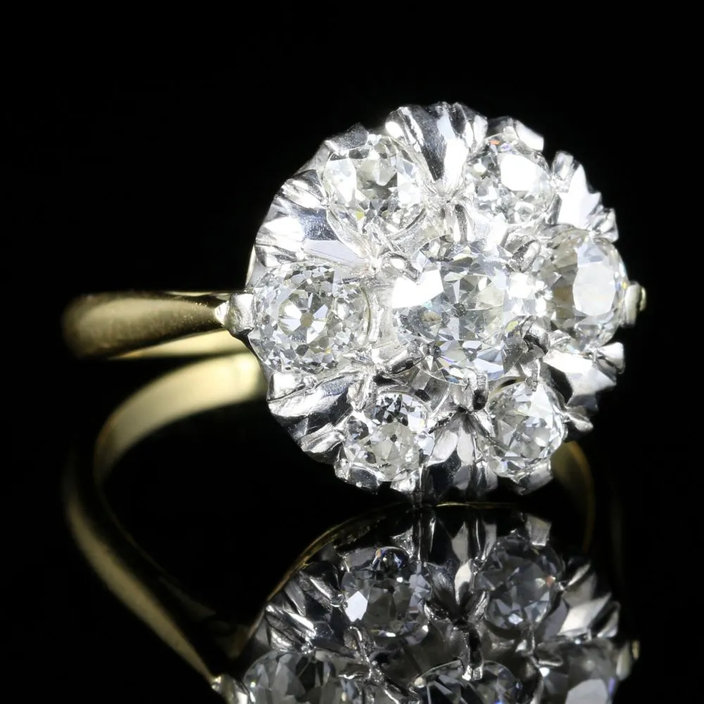Antique Edwardian Diamond Cluster Ring 1.75Ct Of Diamonds Circa 1915