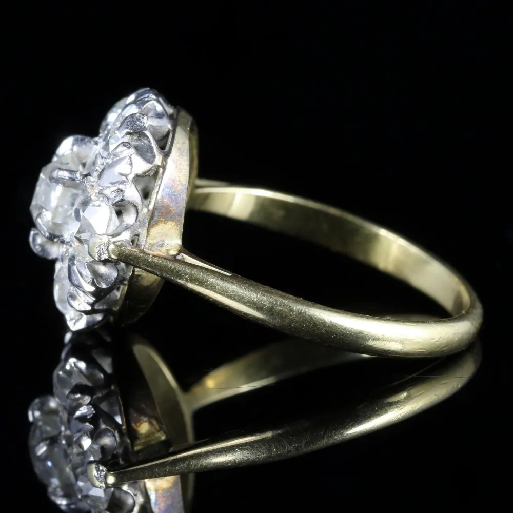 Antique Edwardian Diamond Cluster Ring 1.75Ct Of Diamonds Circa 1915