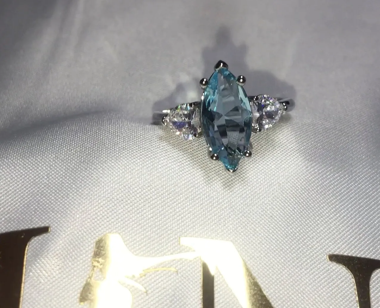 Aquamarine Ring | Marquise Ring | Blue Diamond Ring