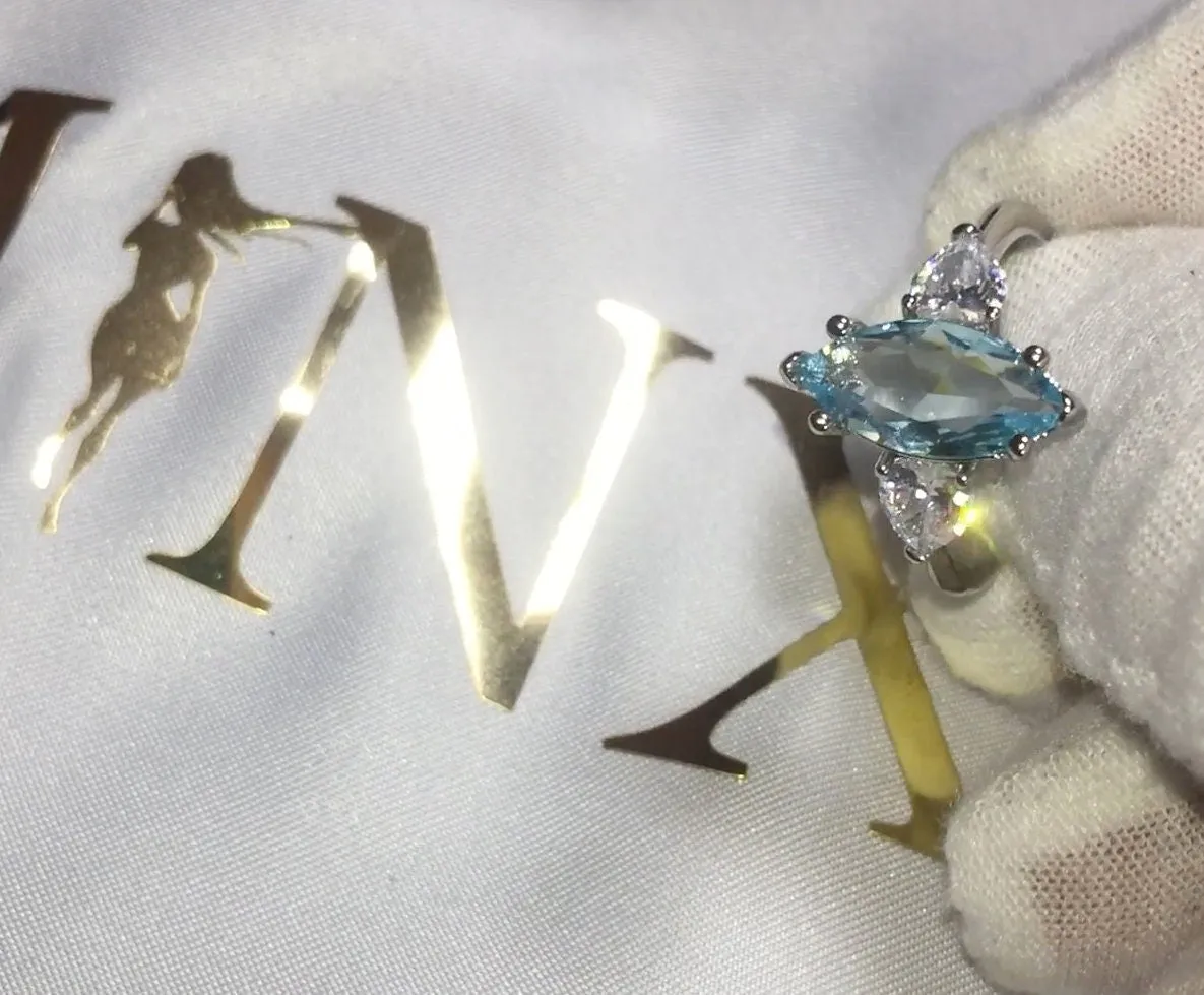 Aquamarine Ring | Marquise Ring | Blue Diamond Ring