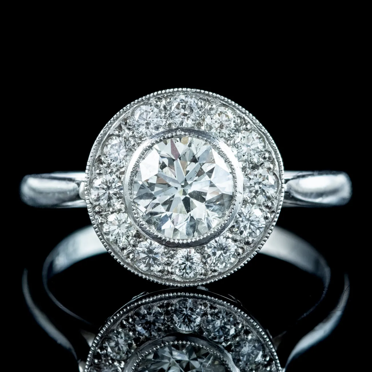 Art Deco Diamond Cluster Ring 1.5ct Total