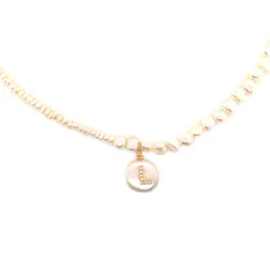 Asymmetrical Pearl Choker X Initial