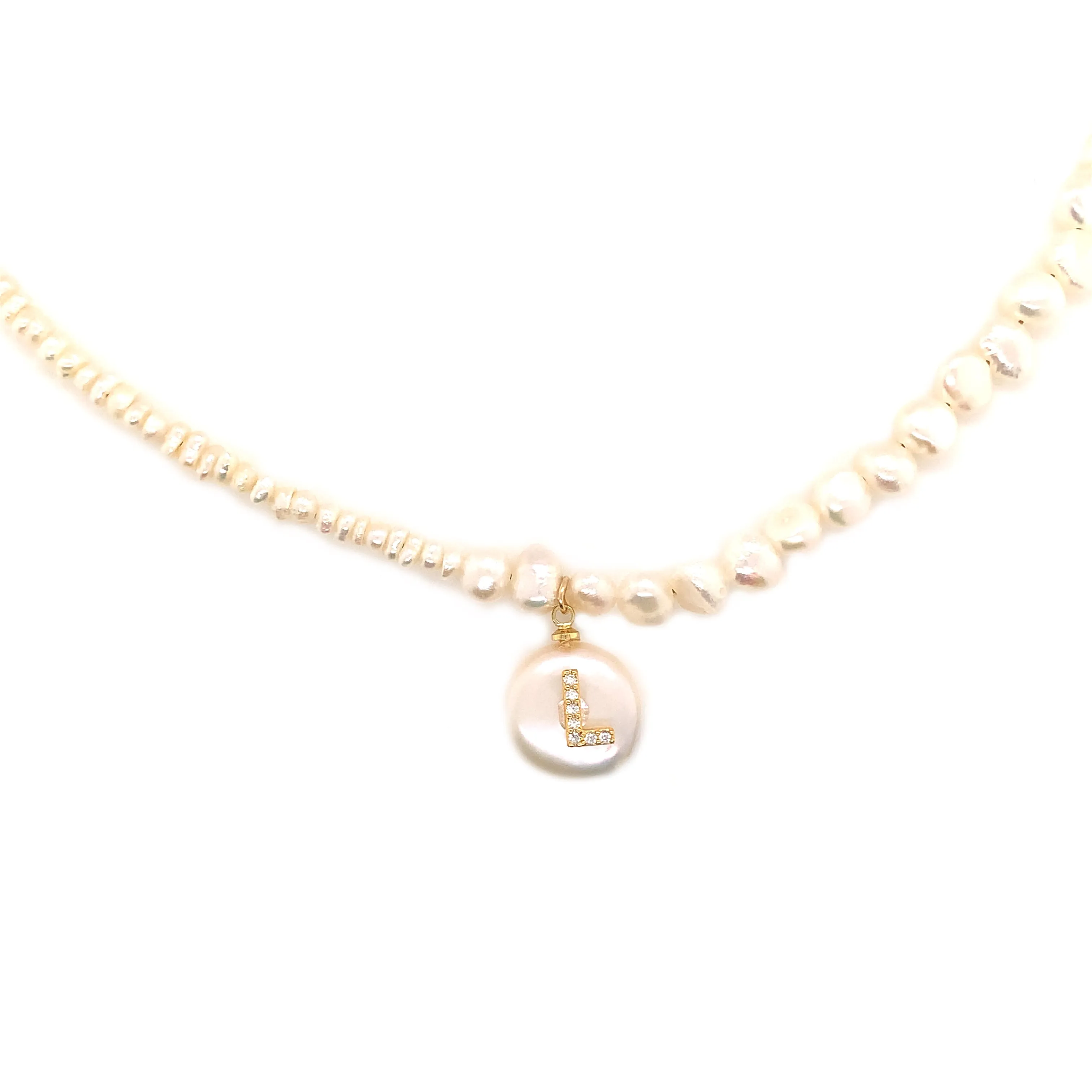Asymmetrical Pearl Choker X Initial