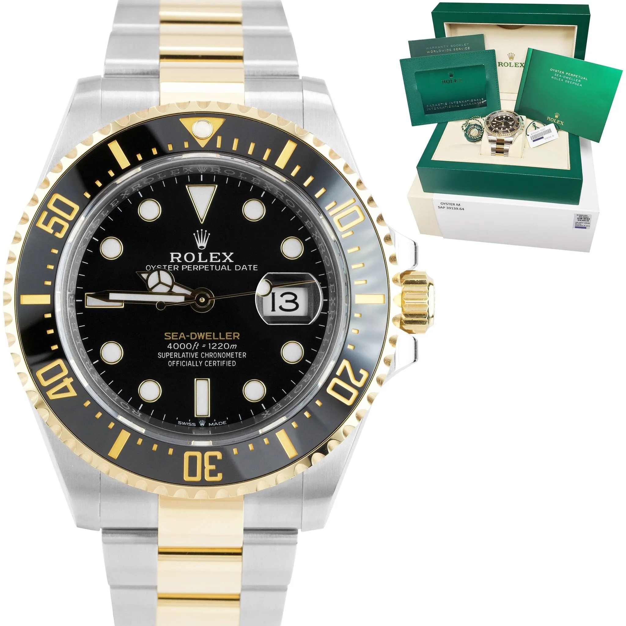 August 2021 Rolex Sea-Dweller 43mm Two-Tone Steel Yellow Gold Black Watch 126603